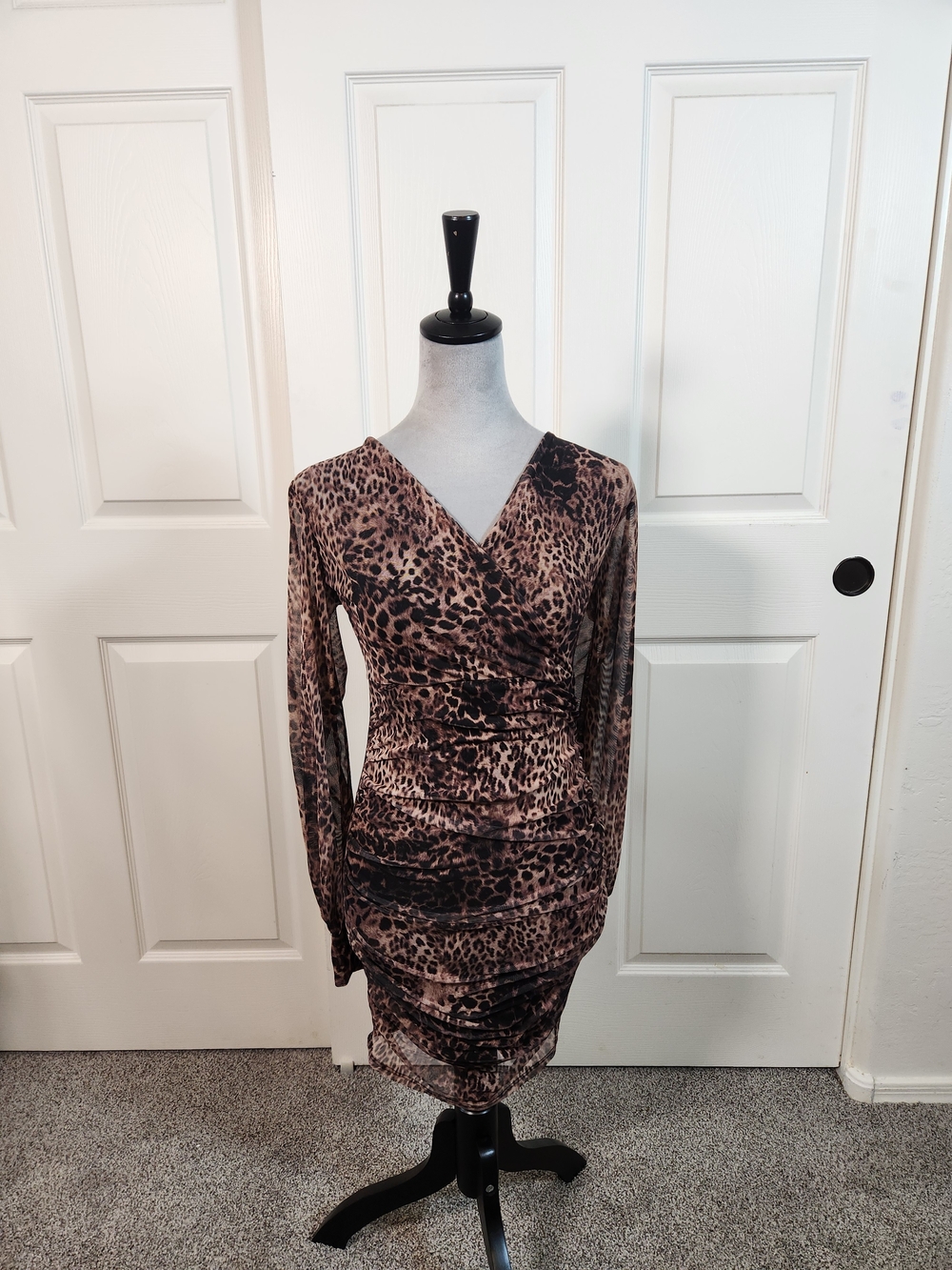 bebe Brown Leopard Print Mini Dress
